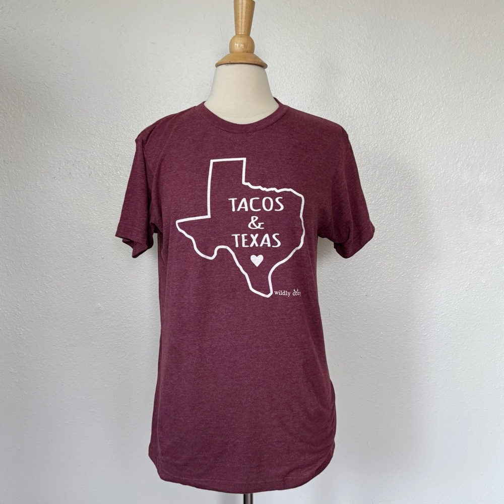 Maroon Tacos & Texas Short Sleeve Graphic T-Shirt